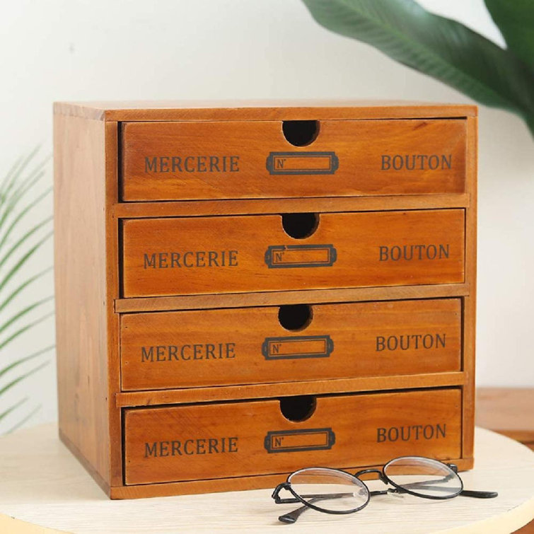 Foundry Select Wooden Storage Box With Drawers Portable Desktop